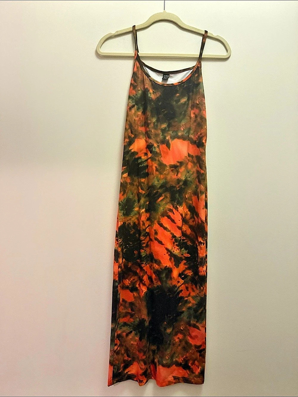 SHEIN Abstract Print Maxi Dress in Orange & Black Size Small Like New